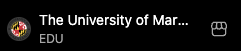 ChatGPT bottom-left account branding showing The University of Maryland EDU account.